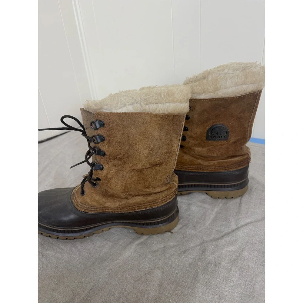 Sorel Kaufman Canada Winter Boots Brown Suede Rubber Duck Boots Mens 8